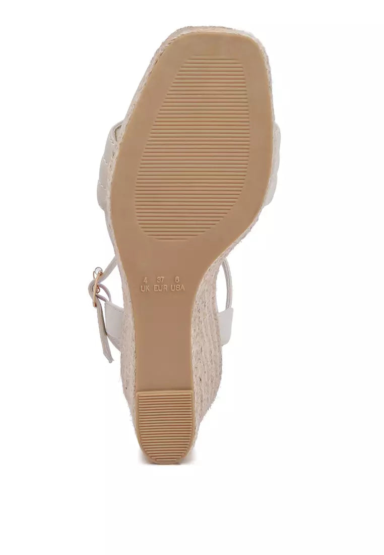 Ecru Espadrilles High Wedge Sandals