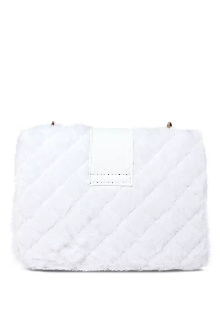 White Furry Mini Sling Bag