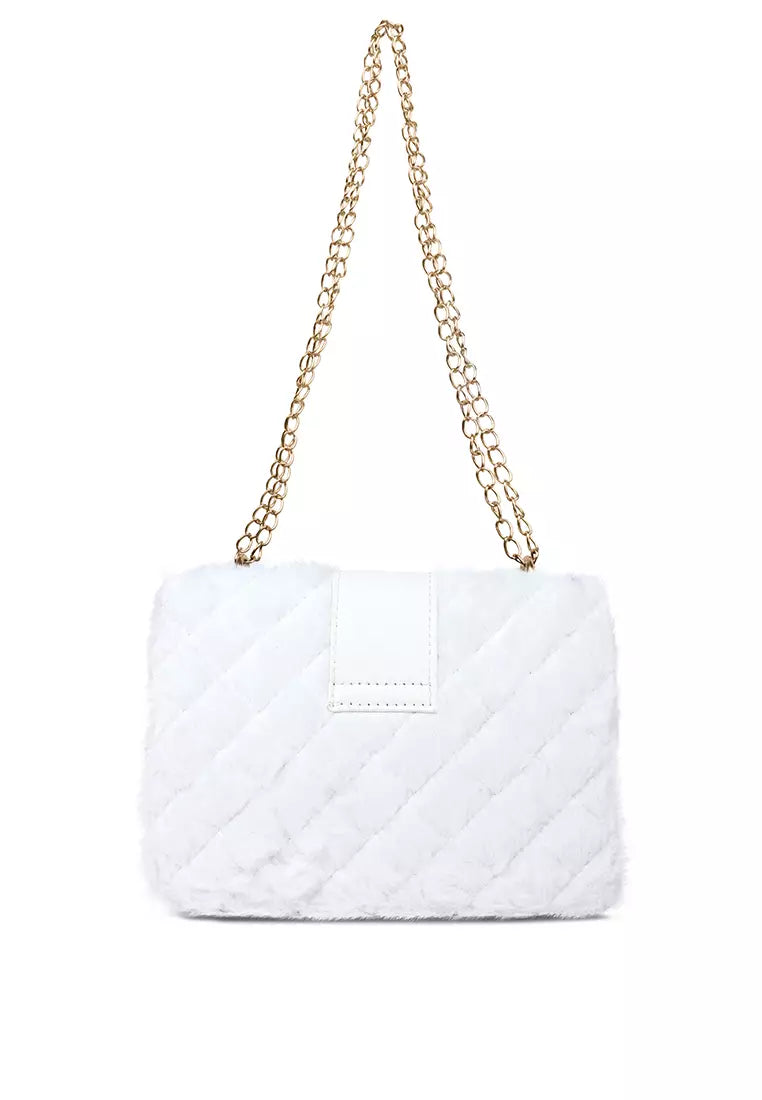 White Furry Mini Sling Bag