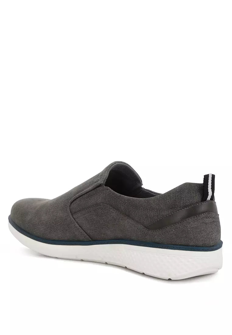 Grey Slip On Casual Sneakers