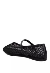 Mesh Mary Jane Flats in Black