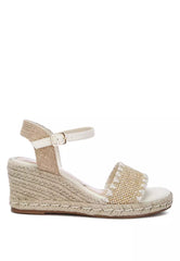 Beige Raffia Wedge Espadrilles