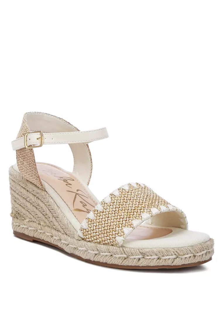 Beige Raffia Wedge Espadrilles