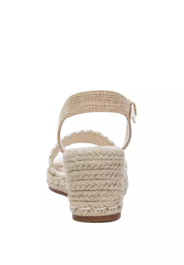 Beige Raffia Wedge Espadrilles