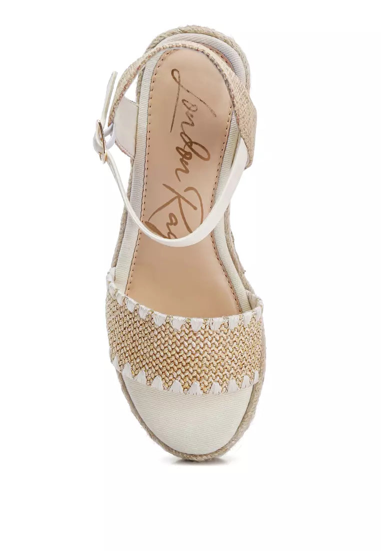 Beige Raffia Wedge Espadrilles