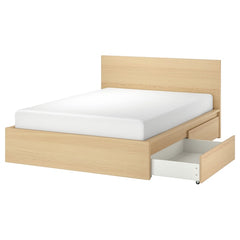 MALM Bed frame, high, w 2 storage boxes, 150x200 cm
