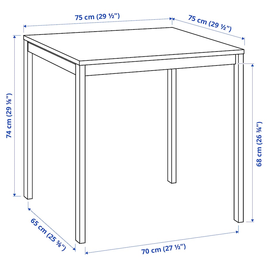 MELLTORP / TEODORES Table and 2 chairs, white/white, 75x75 cm