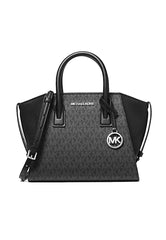 Michael Kors AVRIL SM TZ ZATCHEL PVC Cow Leather Large Women's Shoulder Handbag 35F1S4VM2B BLACK