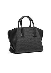 Michael Kors AVRIL SM TZ ZATCHEL PVC Cow Leather Large Women's Shoulder Handbag 35F1S4VM2B BLACK