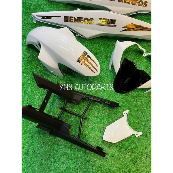 DHC- Coverset Y15 Y15ZR V1/V2 White Cover Stripe Custom Monster Gold Siap Tampal -By Sea Courier Method 🚢📦