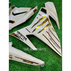 DHC- Coverset Y15 Y15ZR V1/V2 White Cover Stripe Custom Monster Gold Siap Tampal -By Sea Courier Method 🚢📦