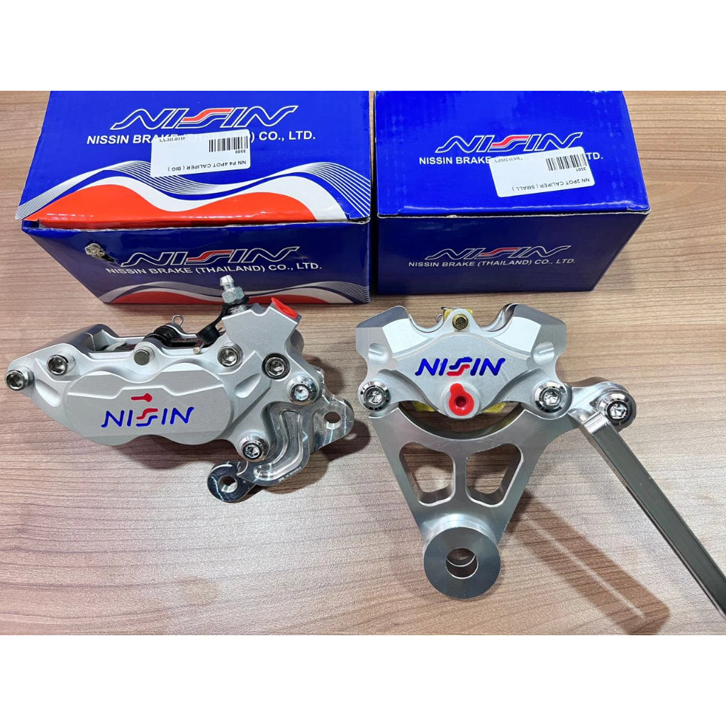 Nissin Caliper Pump Y15zr Y15 Front & Rear Set P4 Nissin Caliper 4Pot / 2Pot Set With Bracket Y15zr -By Sea Courier Method 🚢📦