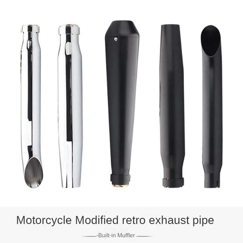 Universal Motorcycle Exhaust Muffler Pipe Tip Retro Vintage Rear Pipe Tube Exhause Silencer For Harley Bobber Cafe Racer -By Sea Courier Method 🚢📦
