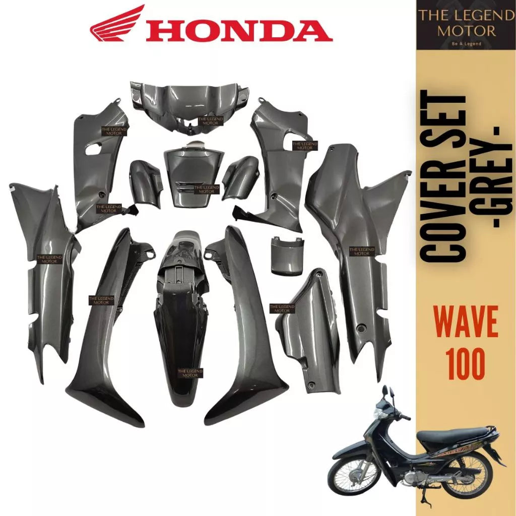 DHC- HONDA WAVE100 WAVE 100 Cover Set Coverset Caver Body Cover Kaver Black Hitam Red Merah Silver Yellow Kuning Blue -By Sea Courier Method 🚢📦