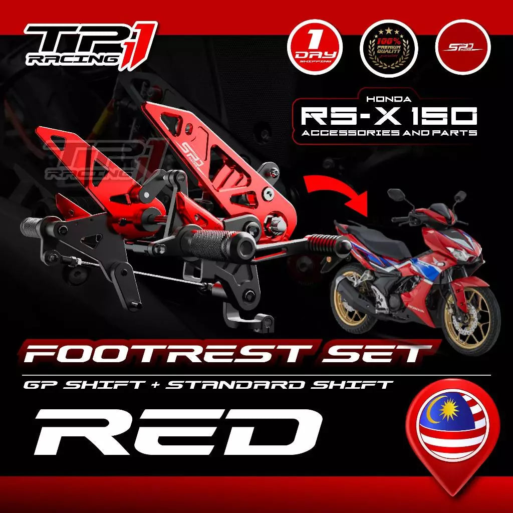 RSX Single Footrest Set I Front Footrest Set I GP + STD Shift I SPD Racing For HONDA RS-X 150 I WINNER X 150 -By Sea Courier Method 🚢📦