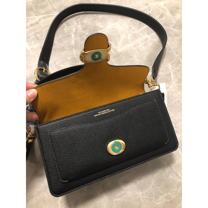 Coach Tabby Shoulder Bag CH857 Black Polished Pebble Leather Crossbody -By Sea Courier Method 🚢📦
