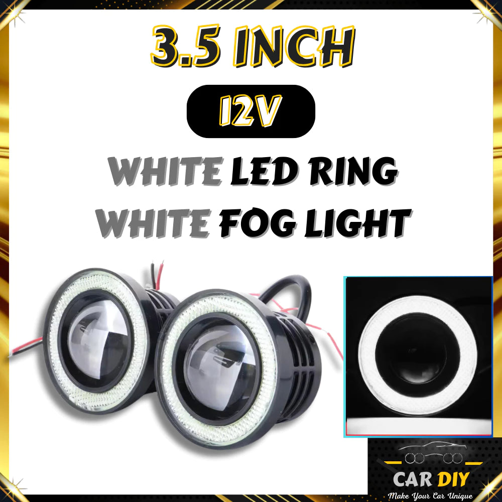 DHC- CAR DIY 1 SET Angel 12V Eyes Halo Ring Fog Lamp COB Projector Fog Light Sport Light Accessories Lampu Led Kereta -By Sea Courier Method 🚢📦