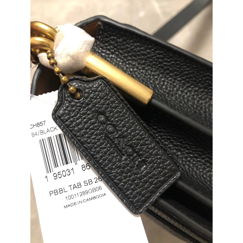 Coach Tabby Shoulder Bag CH857 Black Polished Pebble Leather Crossbody -By Sea Courier Method 🚢📦