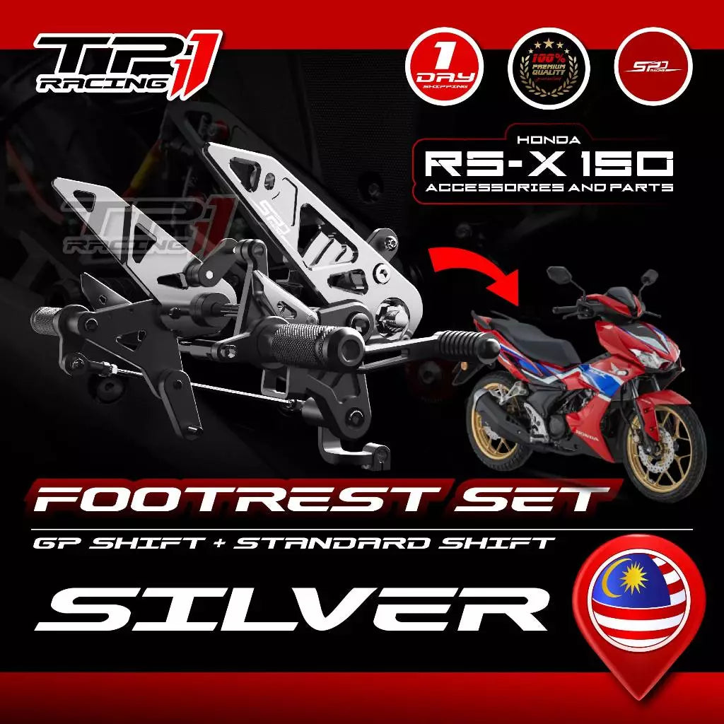RSX Single Footrest Set I Front Footrest Set I GP + STD Shift I SPD Racing For HONDA RS-X 150 I WINNER X 150 -By Sea Courier Method 🚢📦