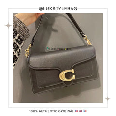 Coach Tabby Shoulder Bag CH857 Black Polished Pebble Leather Crossbody -By Sea Courier Method 🚢📦