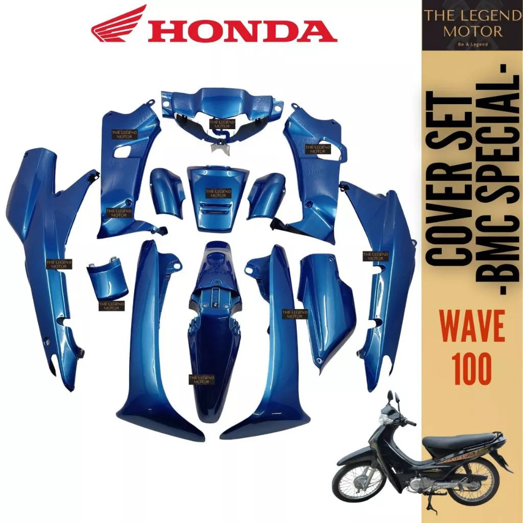 DHC- HONDA WAVE100 WAVE 100 Cover Set Coverset Caver Body Cover Kaver Black Hitam Red Merah Silver Yellow Kuning Blue -By Sea Courier Method 🚢📦