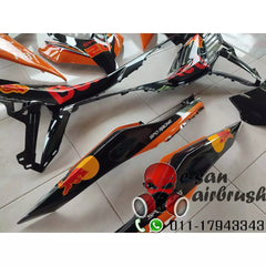 Coverset Airbrush Y16zr Red Bull Oren + FREE BUBBLE WRAP untuk POS LEBIH SELAMAT -By Air Courier Method ✈️📦