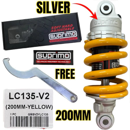 100% ORIGINAL SUPRIMO ADJUSTABLE MONOSHOCK LC135 V1 - V8 Y15 Y16 Y125Z FZ150 RS150 EGO SOFT HARD ABSORBER -By Sea Courier Method 🚢📦