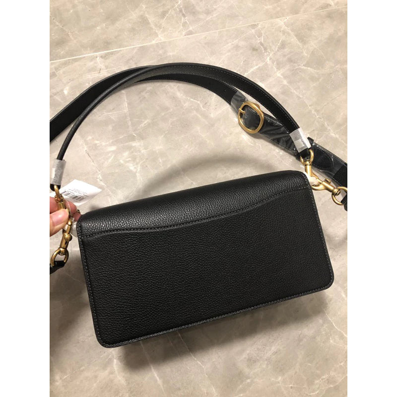 Coach Tabby Shoulder Bag CH857 Black Polished Pebble Leather Crossbody -By Sea Courier Method 🚢📦