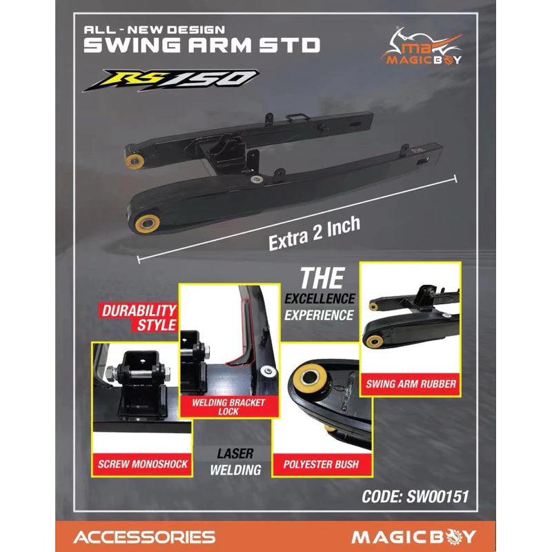 MAGICBOY SWING ARM + 2INCH Y15ZR RS RSX Y16ZR LC135 ARM PANJANG +2INCI CUTTING STANDARD -By Sea Courier Method 🚢📦