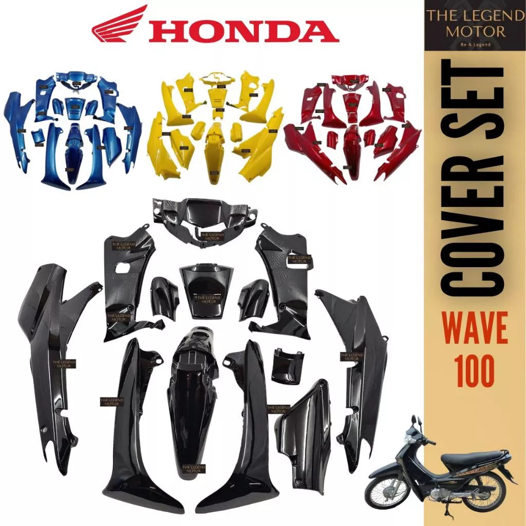 DHC- HONDA WAVE100 WAVE 100 Cover Set Coverset Caver Body Cover Kaver Black Hitam Red Merah Silver Yellow Kuning Blue -By Sea Courier Method 🚢📦