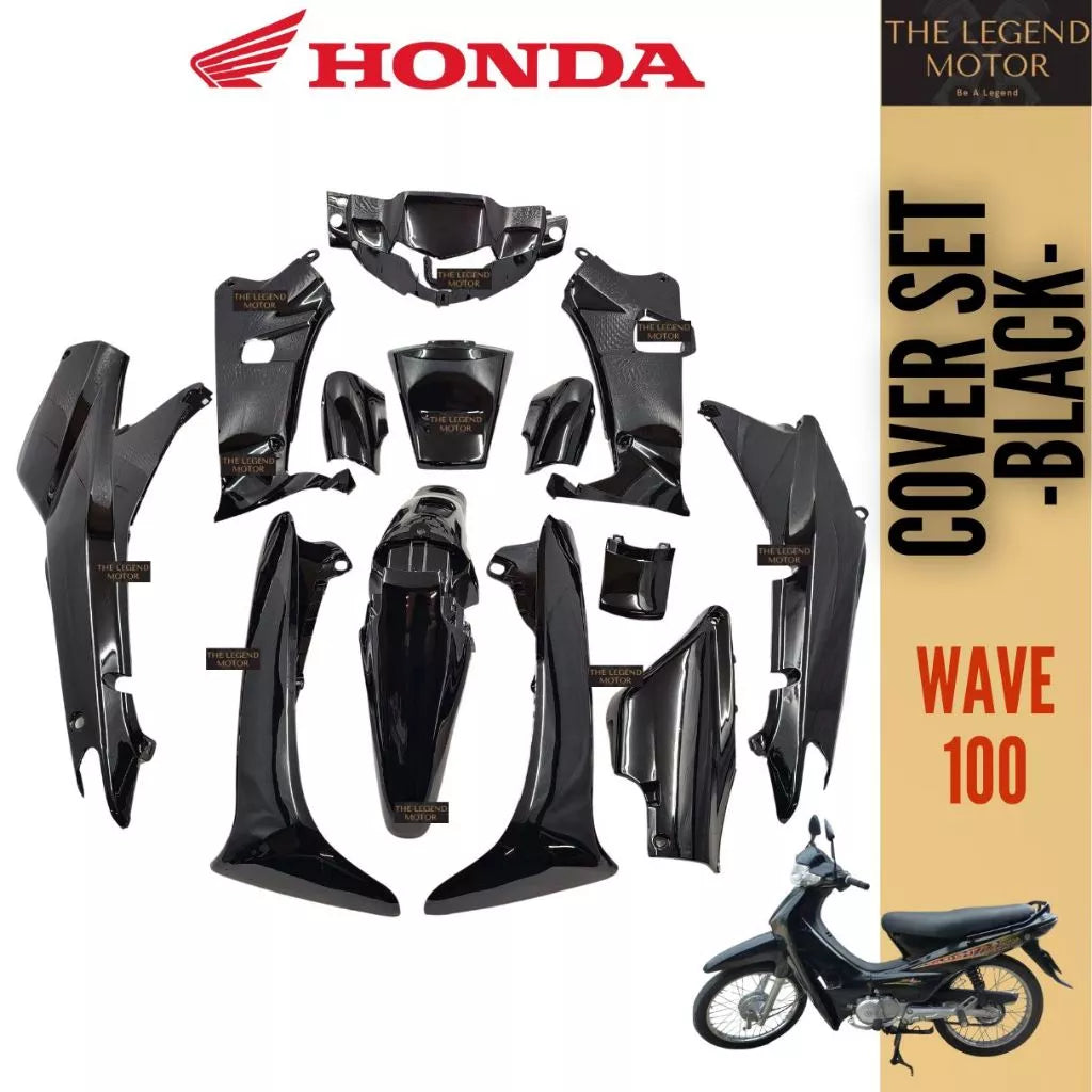 DHC- HONDA WAVE100 WAVE 100 Cover Set Coverset Caver Body Cover Kaver Black Hitam Red Merah Silver Yellow Kuning Blue -By Sea Courier Method 🚢📦