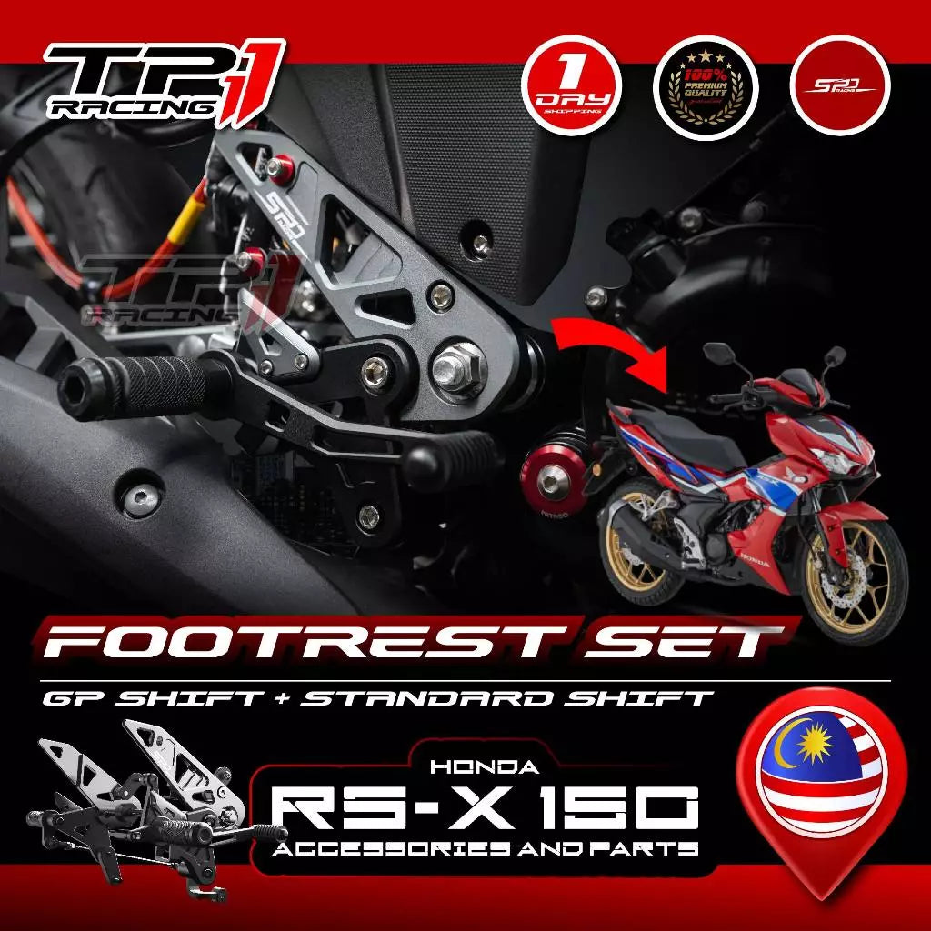 RSX Single Footrest Set I Front Footrest Set I GP + STD Shift I SPD Racing For HONDA RS-X 150 I WINNER X 150 -By Sea Courier Method 🚢📦