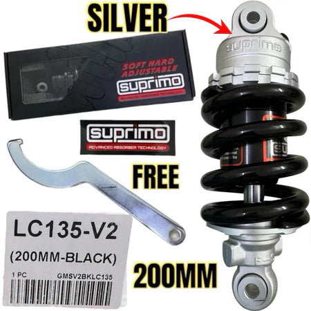 100% ORIGINAL SUPRIMO ADJUSTABLE MONOSHOCK LC135 V1 - V8 Y15 Y16 Y125Z FZ150 RS150 EGO SOFT HARD ABSORBER -By Sea Courier Method 🚢📦