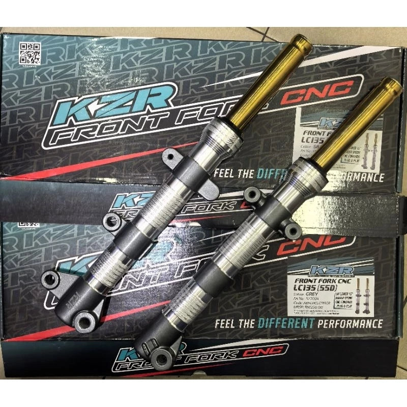 KOZI KZR YAMAHA LC135 4S V1-V7 CNC LAY FRONT FORK LOWER 1.5 INCH GOLD INNNER TUBE SET ASSY (GRAY /SILVER) -By Sea Courier Method 🚢📦