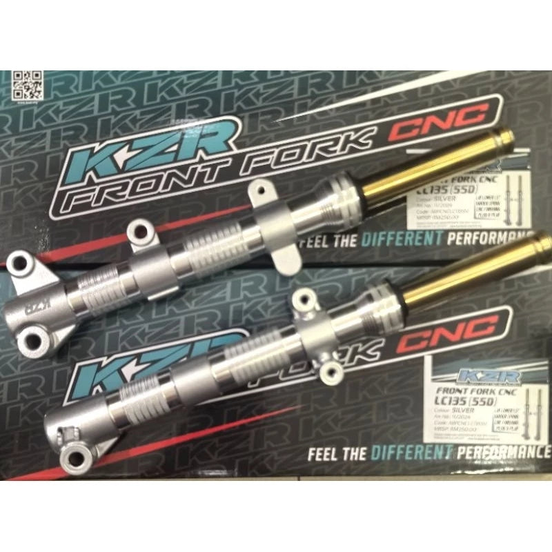 KOZI KZR YAMAHA LC135 4S V1-V7 CNC LAY FRONT FORK LOWER 1.5 INCH GOLD INNNER TUBE SET ASSY (GRAY /SILVER) -By Sea Courier Method 🚢📦