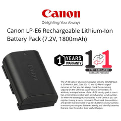 CANON LP-E6 1800MAH BATTERY FOR CANON EOS R5 R6 60D 70D 80D 90D 5D MARK2 5D -By Sea Courier Method 🚢📦