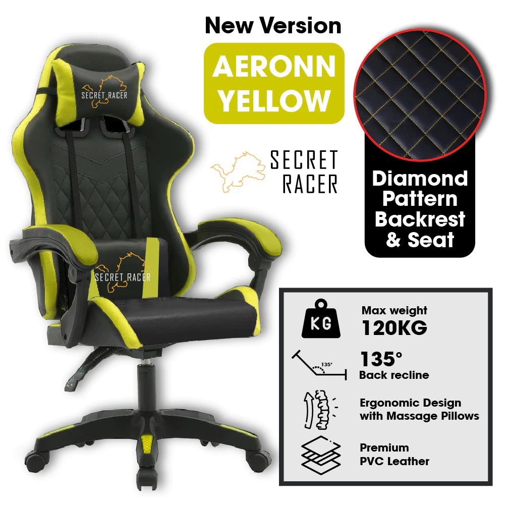 Kerusi Gaming Chair Office Ergonomic Chair Heavy Duty Recliner Kerusi Pejabat Boss Computer Study Chair Leg rest -By Sea Courier Method 🚢📦