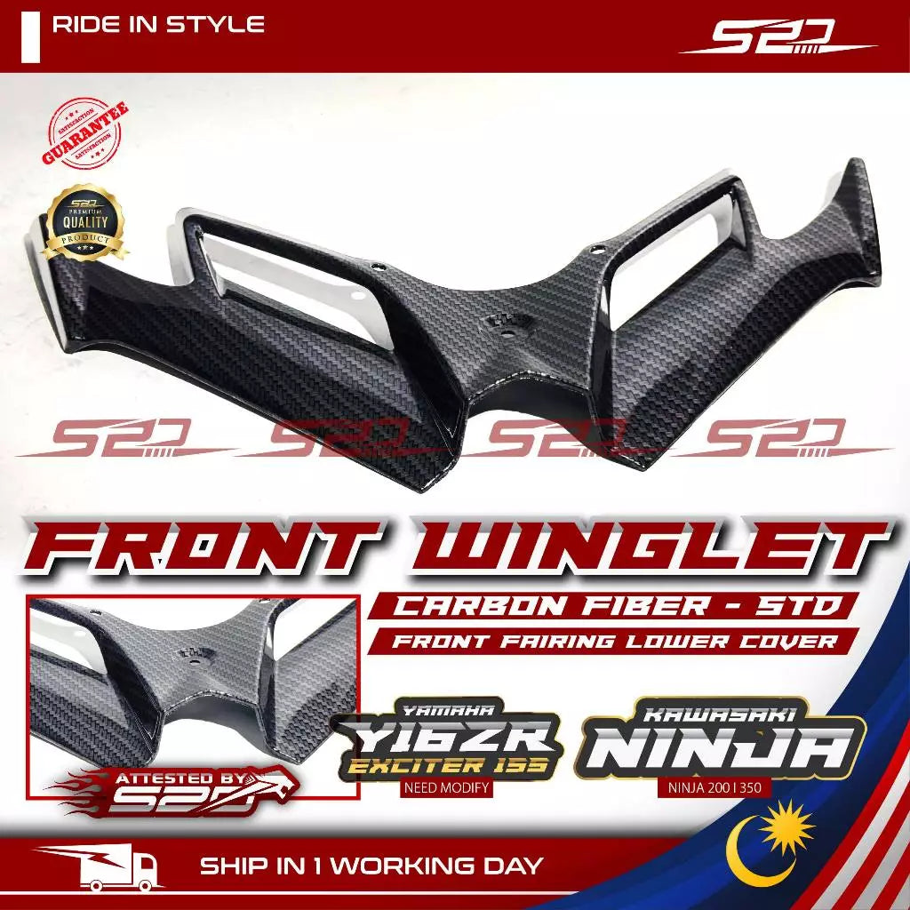 Front Winglet Y16ZR R15 KAWASAKI NINJA 250 300 Forged Carbon Fiber Fairing Aerodynamic Lower Cover Depan Spoiler Wingkit -By Air Courier Method ✈️📦