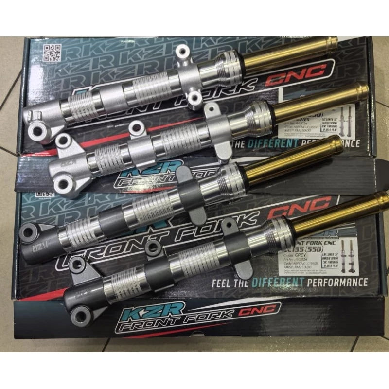 KOZI KZR YAMAHA LC135 4S V1-V7 CNC LAY FRONT FORK LOWER 1.5 INCH GOLD INNNER TUBE SET ASSY (GRAY /SILVER) -By Sea Courier Method 🚢📦