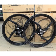 SUPERFLY V2 Y15 Y16 LC5S PROJECT4 4 LEG RIM 4 KAKI 1616-17 SPORT RIM SET (FRONT 4 HOLE DISC ) -MINDNIGHT BLACK -By Sea Courier Method 🚢📦