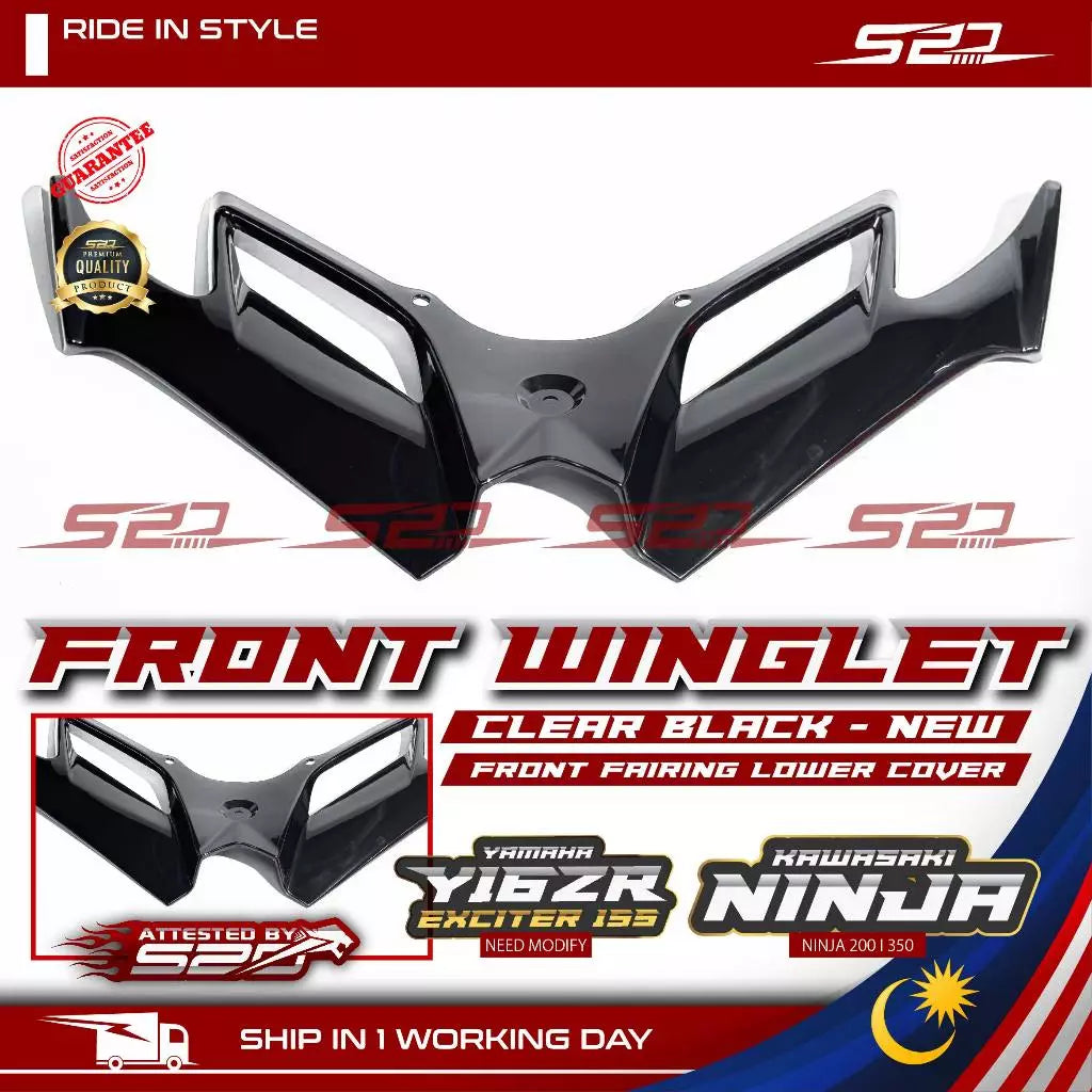 Front Winglet Y16ZR R15 KAWASAKI NINJA 250 300 Forged Carbon Fiber Fairing Aerodynamic Lower Cover Depan Spoiler Wingkit -By Air Courier Method ✈️📦