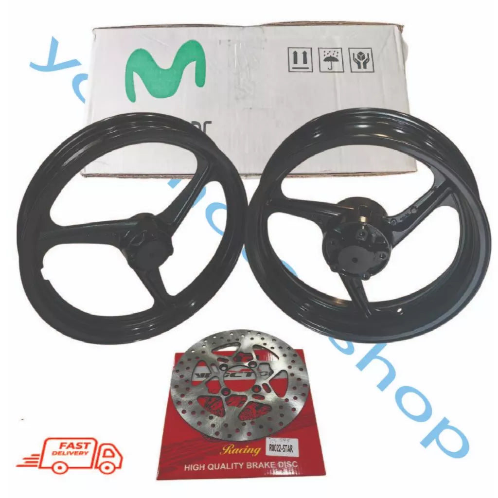 DHC- YAMAHA Y15 Y15ZR Y16 Y16ZR ENKEI ORIGINAL 3 LEG SPORT RIM 3 KAKI 215 x 350 x 17 BLACK MILK WHITE WITH DISC 4 SCREW PNP -By Sea Courier Method 🚢📦