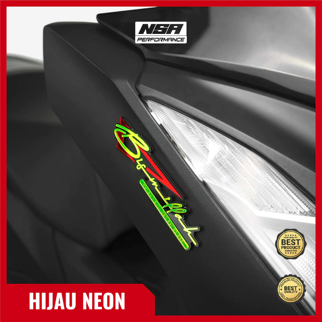 Nsa Emblem Bismillah Embossed Bismillah Sticker 1PCS Motorcycle Accessories BEAT VARIO PCX ADV NMAX Bismillah Writing Embossed Acrylic Bismillah Motorcycle Emblem -By Sea Courier Method 🚢📦