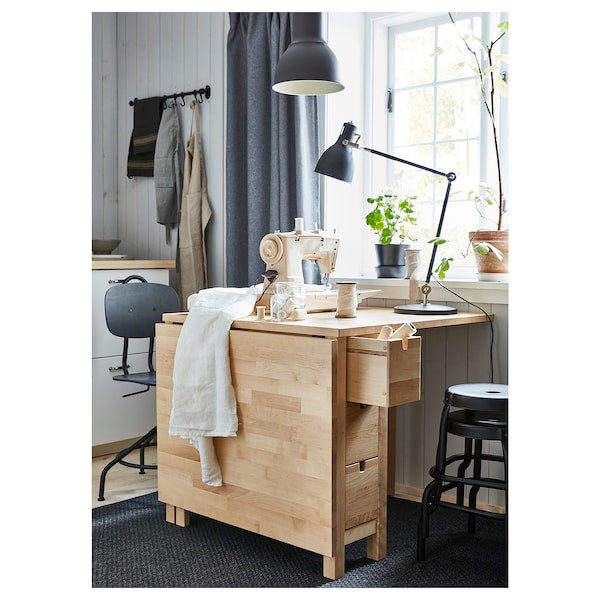 NORDEN Gateleg table, birch, 26/89/152x80 cm