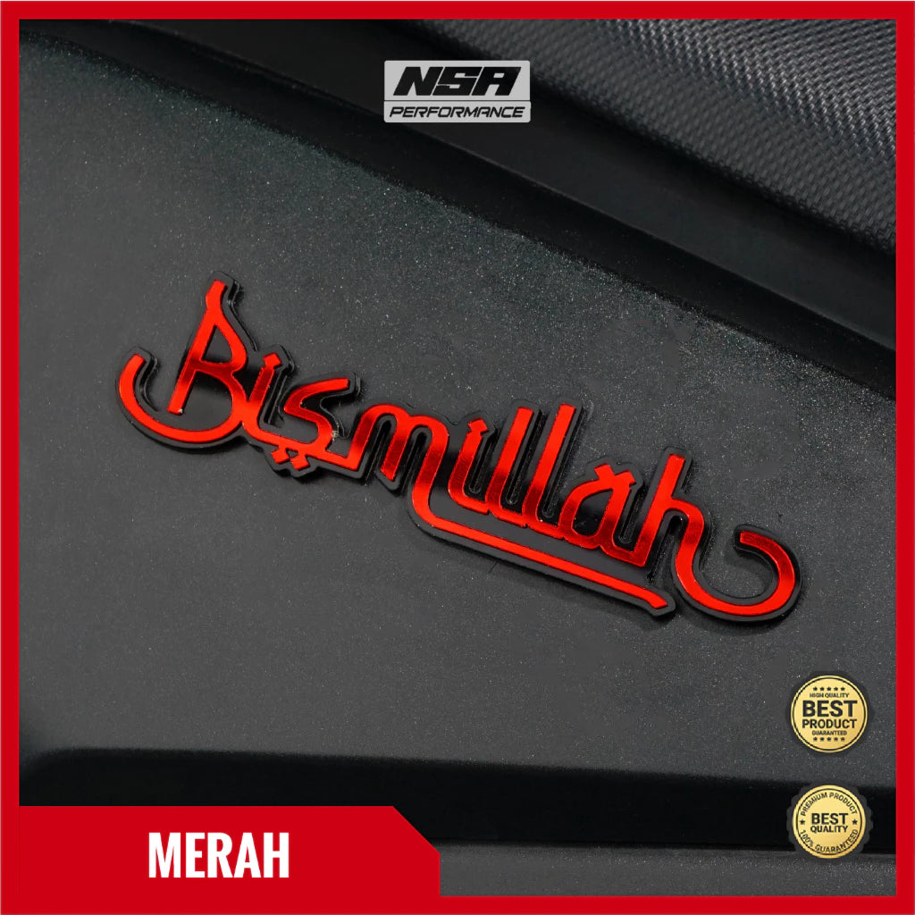 Nsa Emblem Bismillah Embossed Bismillah Sticker 1PCS Motorcycle Accessories BEAT VARIO PCX ADV NMAX Bismillah Writing Embossed Acrylic Bismillah Motorcycle Emblem -By Sea Courier Method 🚢📦