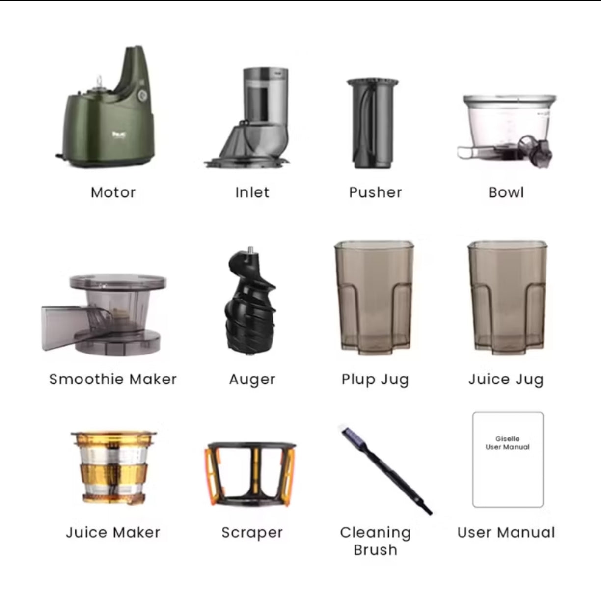 Giselle 3-in-1 Cold Press Slow Juicer - By Sea Courier Delivery. Special 3 monthly installment payments available for all GISELLE products.