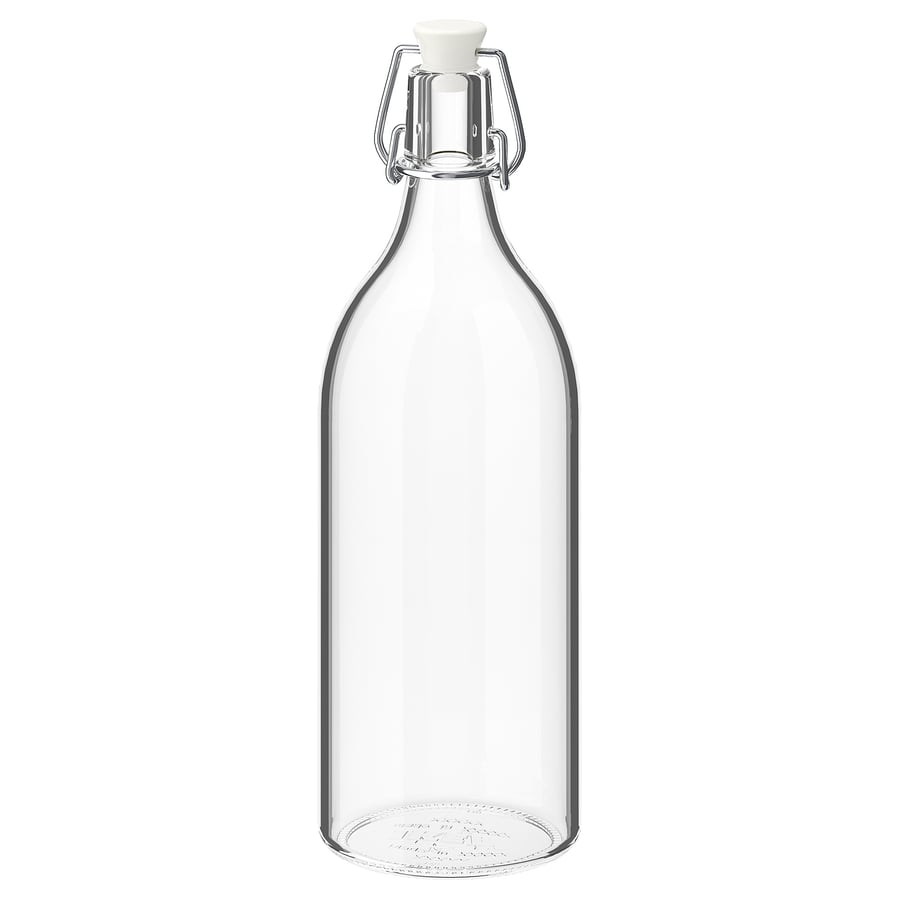 KORKEN Bottle with stopper, clear glass, 1 l