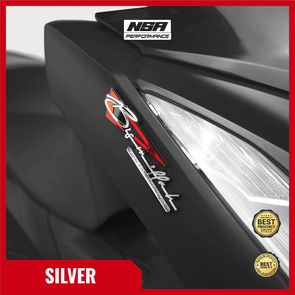 Nsa Emblem Bismillah Embossed Bismillah Sticker 1PCS Motorcycle Accessories BEAT VARIO PCX ADV NMAX Bismillah Writing Embossed Acrylic Bismillah Motorcycle Emblem -By Sea Courier Method 🚢📦