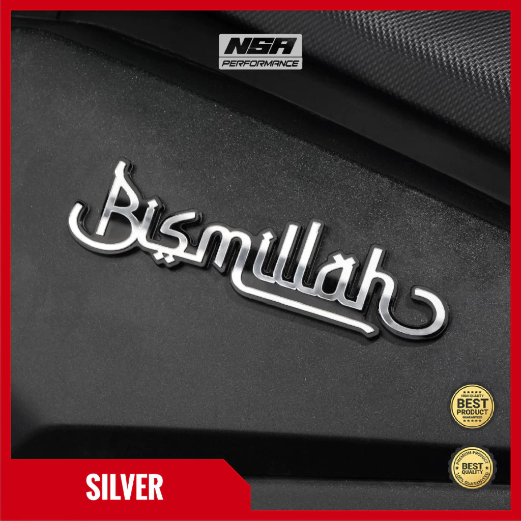 Nsa Emblem Bismillah Embossed Bismillah Sticker 1PCS Motorcycle Accessories BEAT VARIO PCX ADV NMAX Bismillah Writing Embossed Acrylic Bismillah Motorcycle Emblem -By Sea Courier Method 🚢📦