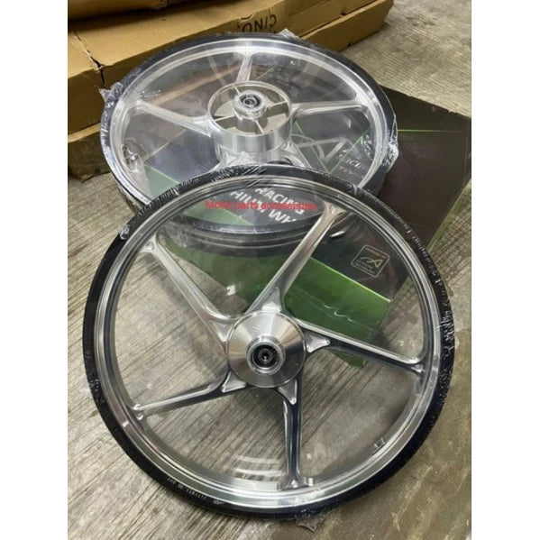 DHC- Y15ZR SPORT RIM AJI RACING SP511 CHROME SILVER F/R 1.6X17 WITH BEARING BUSH SET -By Sea Courier Method 🚢📦